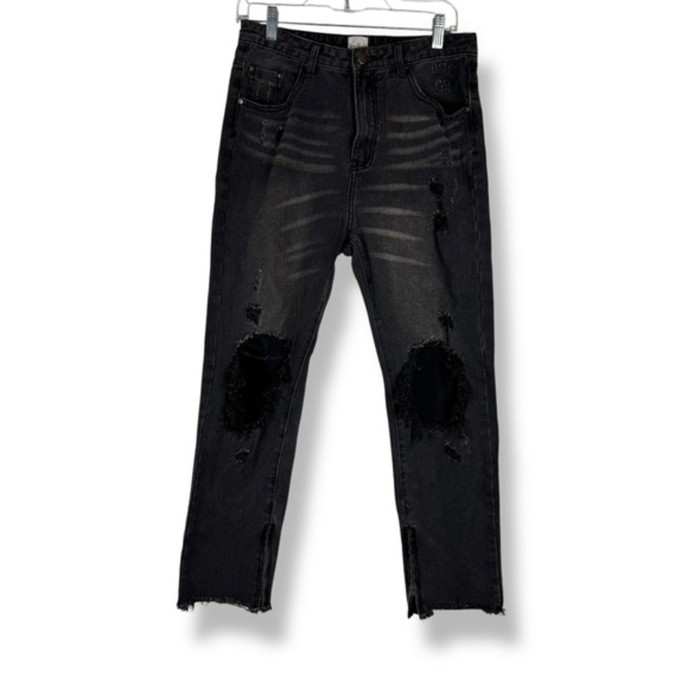 Polly Ripped Black Jeans Size 10 Grunge Distressed‎ Punk Denim Streetwear Goth